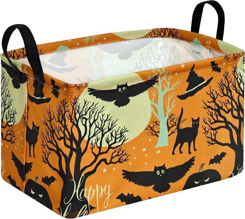 KUNRO Owl Pattern Storage Basket Gift Shelf Basket Storage Bin, Nursery Basket Organizer Box for With Handles for Room Deco - Image 1